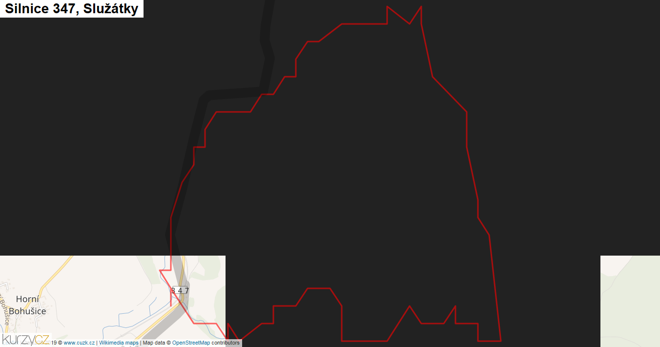 Služátky, Silnice 347 - Mapa