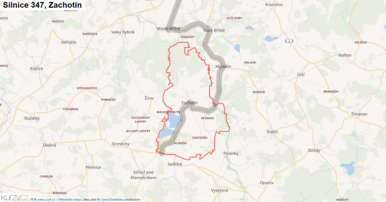 Zachotín, Silnice 347 - Mapa