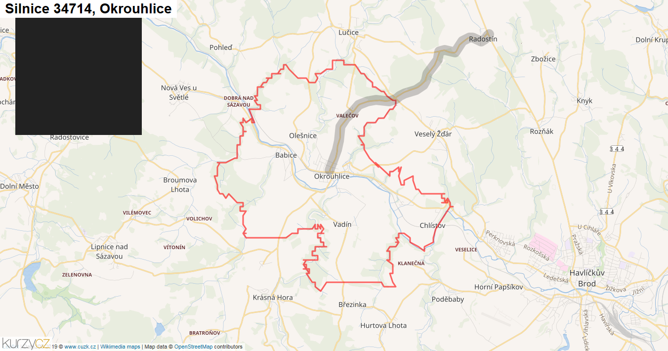 Okrouhlice, Silnice 34714 - Mapa