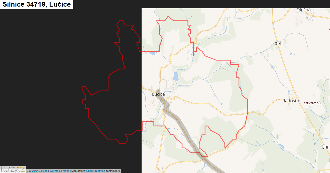 Lučice, Silnice 34719 - Mapa