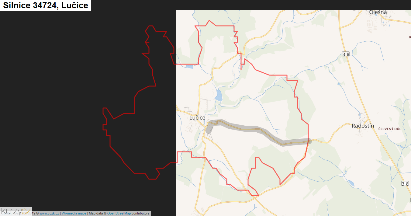 Lučice, Silnice 34724 - Mapa
