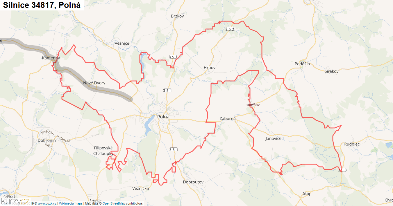 Polná, Silnice 34817 - Mapa