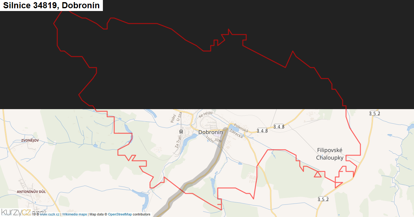 Dobronín, Silnice 34819 - Mapa