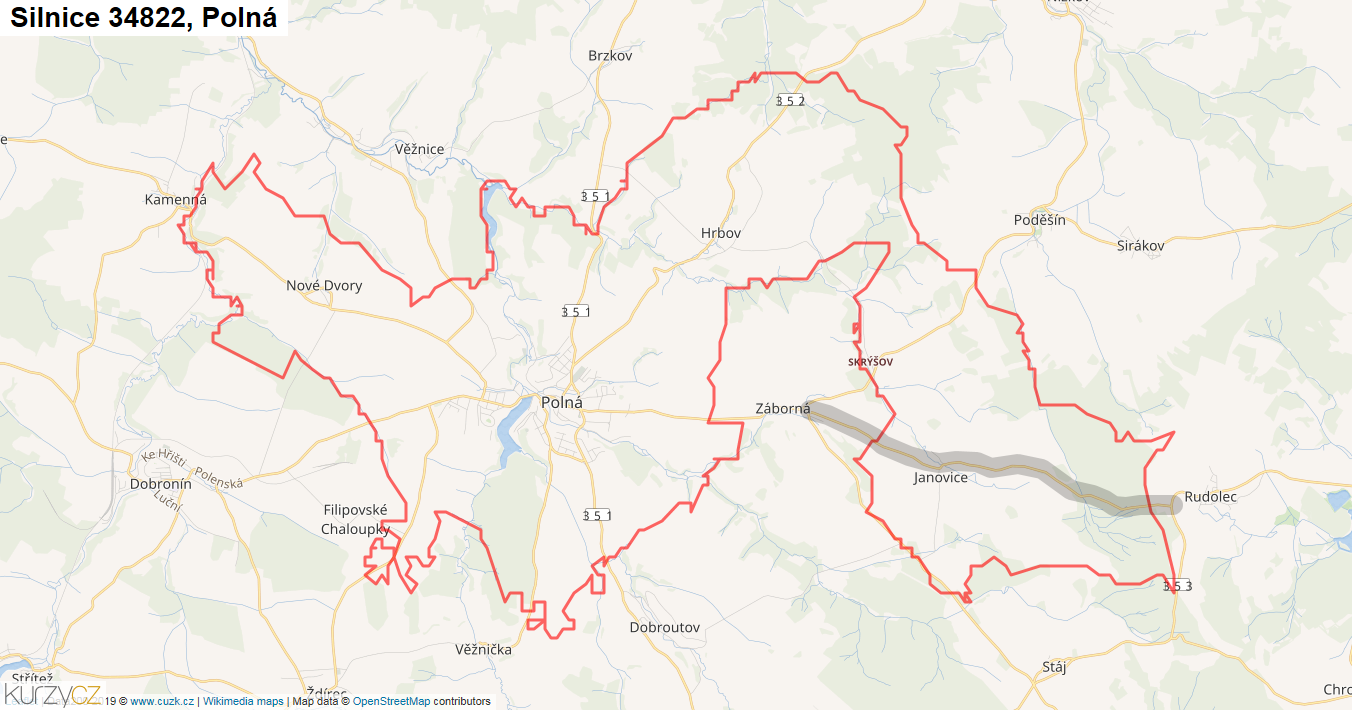 Polná, Silnice 34822 - Mapa