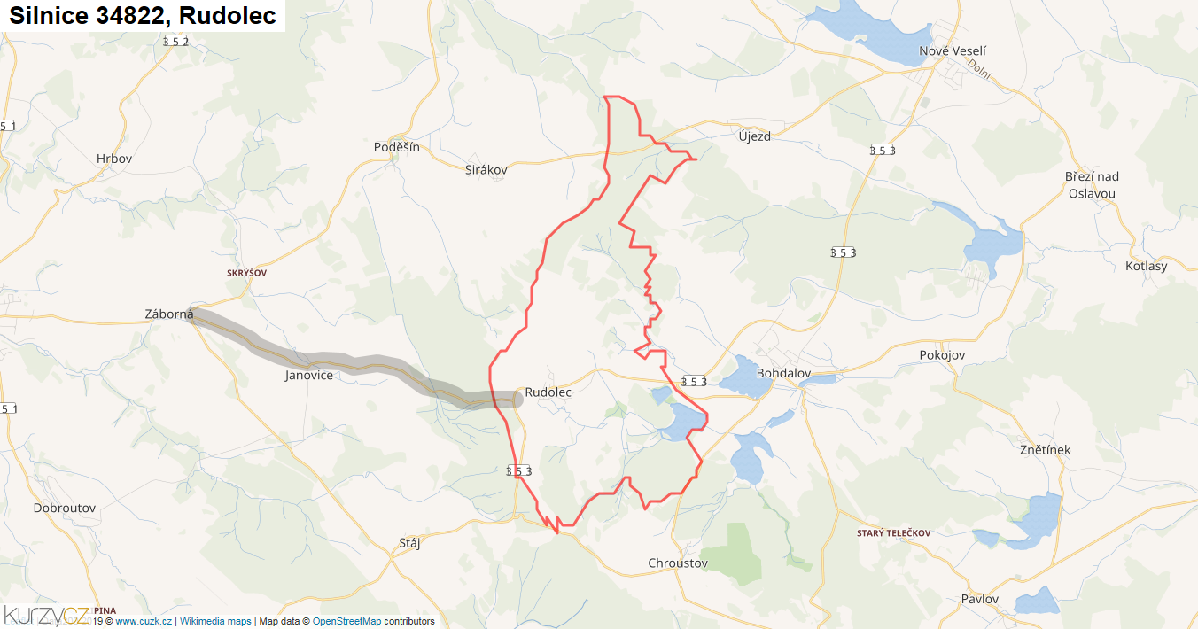 Rudolec, Silnice 34822 - Mapa