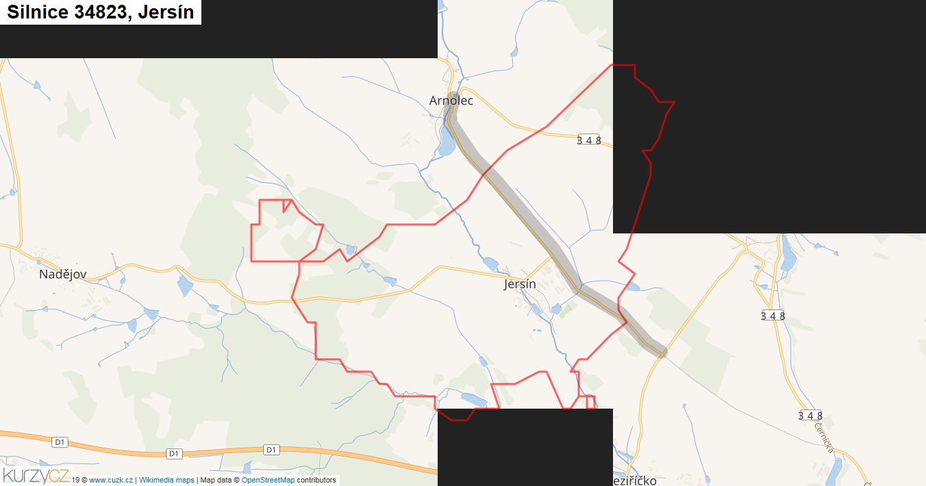 Jersín, Silnice 34823 - Mapa