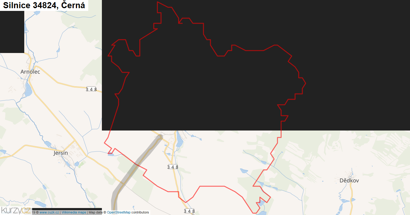 Černá, Silnice 34824 - Mapa