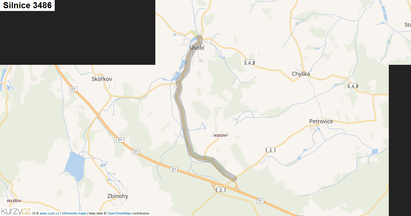 Silnice 3486 - mapa Silnice 3486