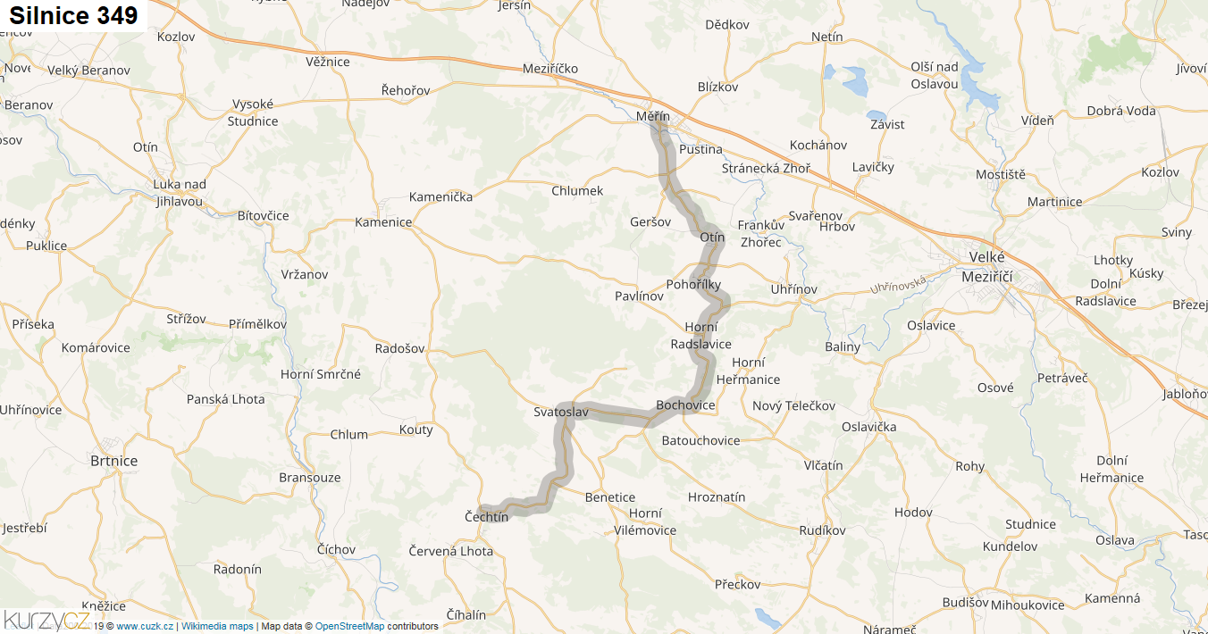 Silnice 349 - mapa Silnice 349
