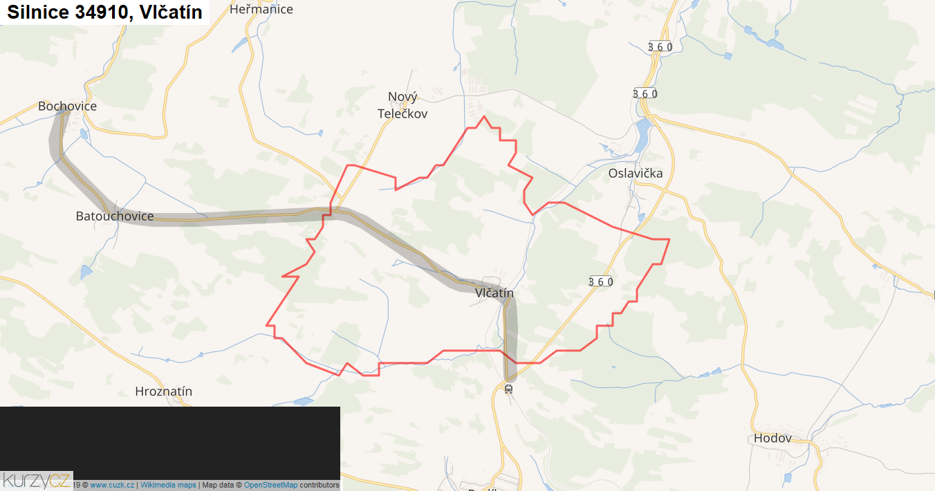 Vlčatín, Silnice 34910 - Mapa
