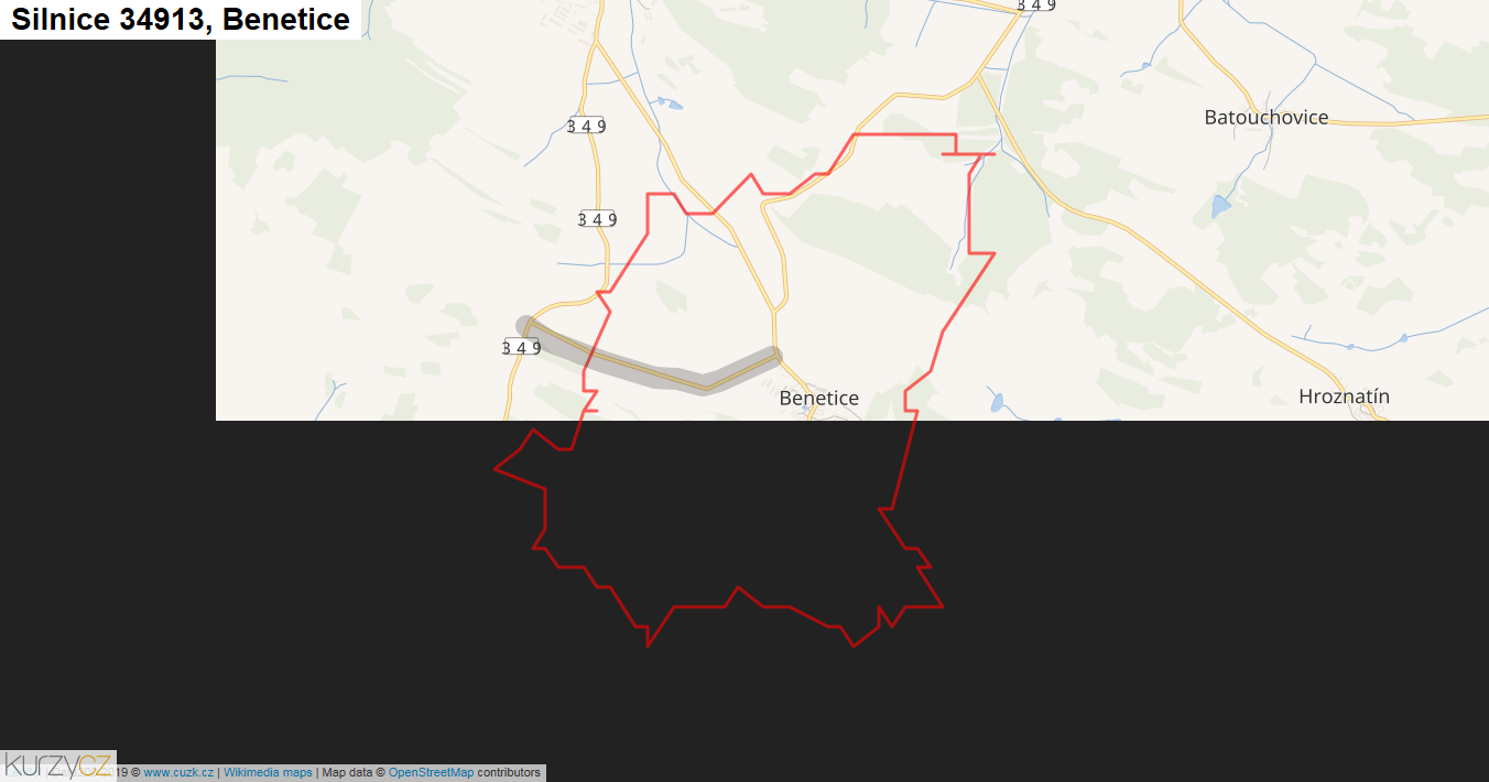 Benetice, Silnice 34913 - Mapa
