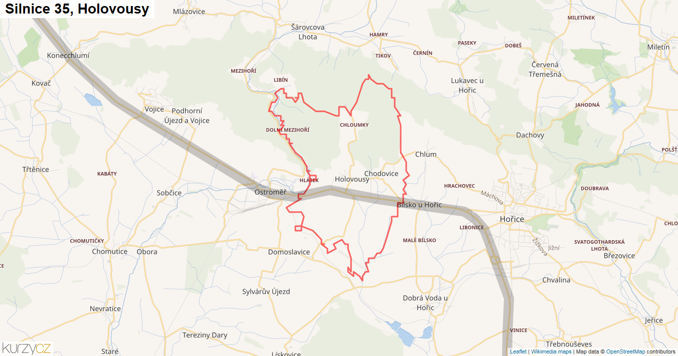 Holovousy, Silnice 35 - Mapa