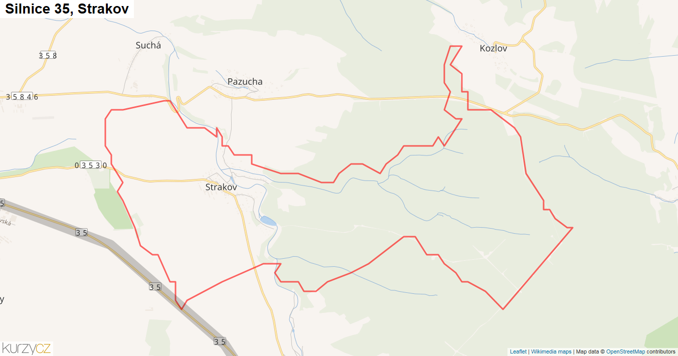 Strakov, Silnice 35 - Mapa