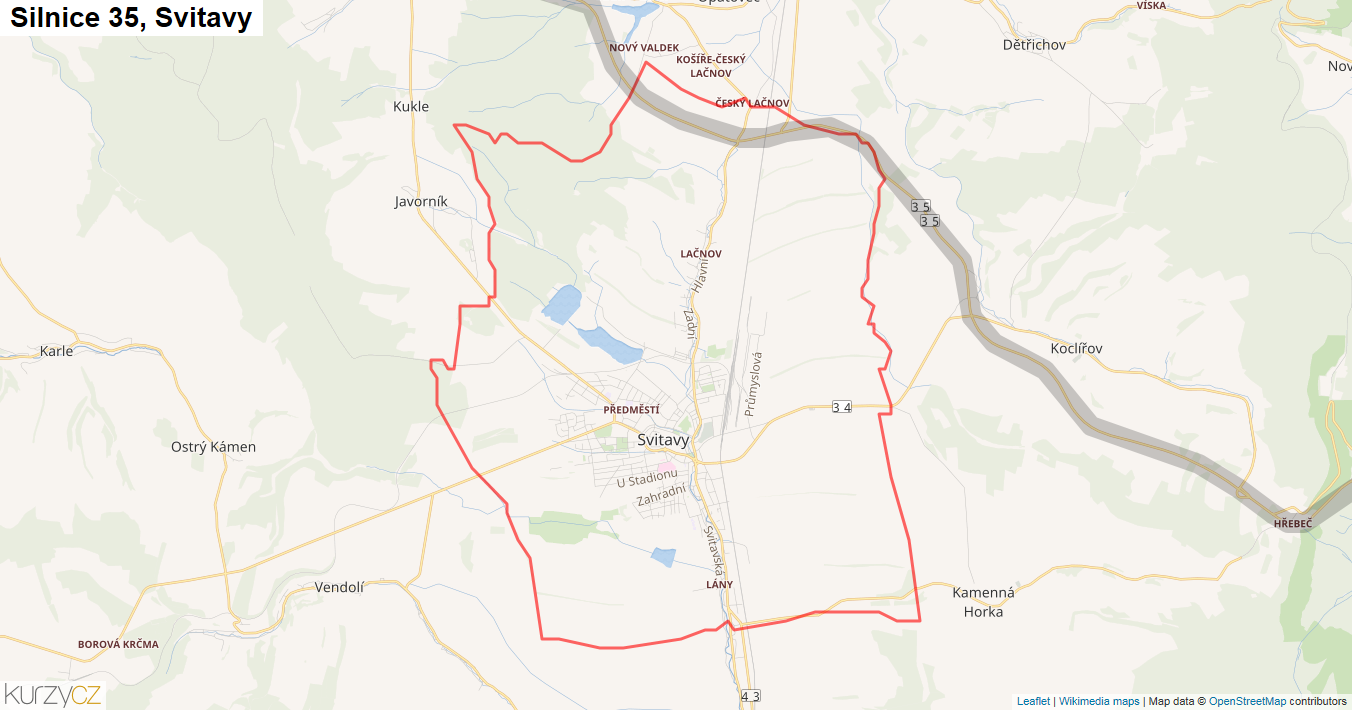Svitavy, Silnice 35 - Mapa