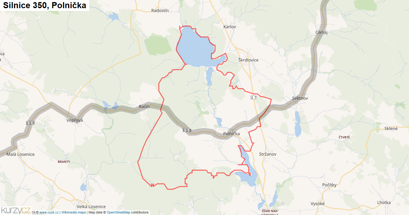 Polnička, Silnice 350 - Mapa