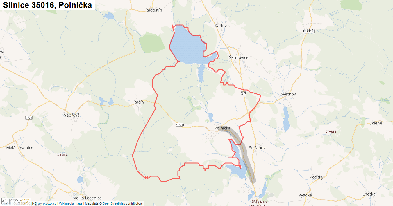 Polnička, Silnice 35016 - Mapa
