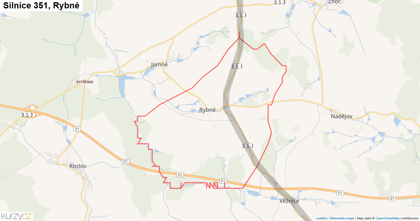 Rybné, Silnice 351 - Mapa