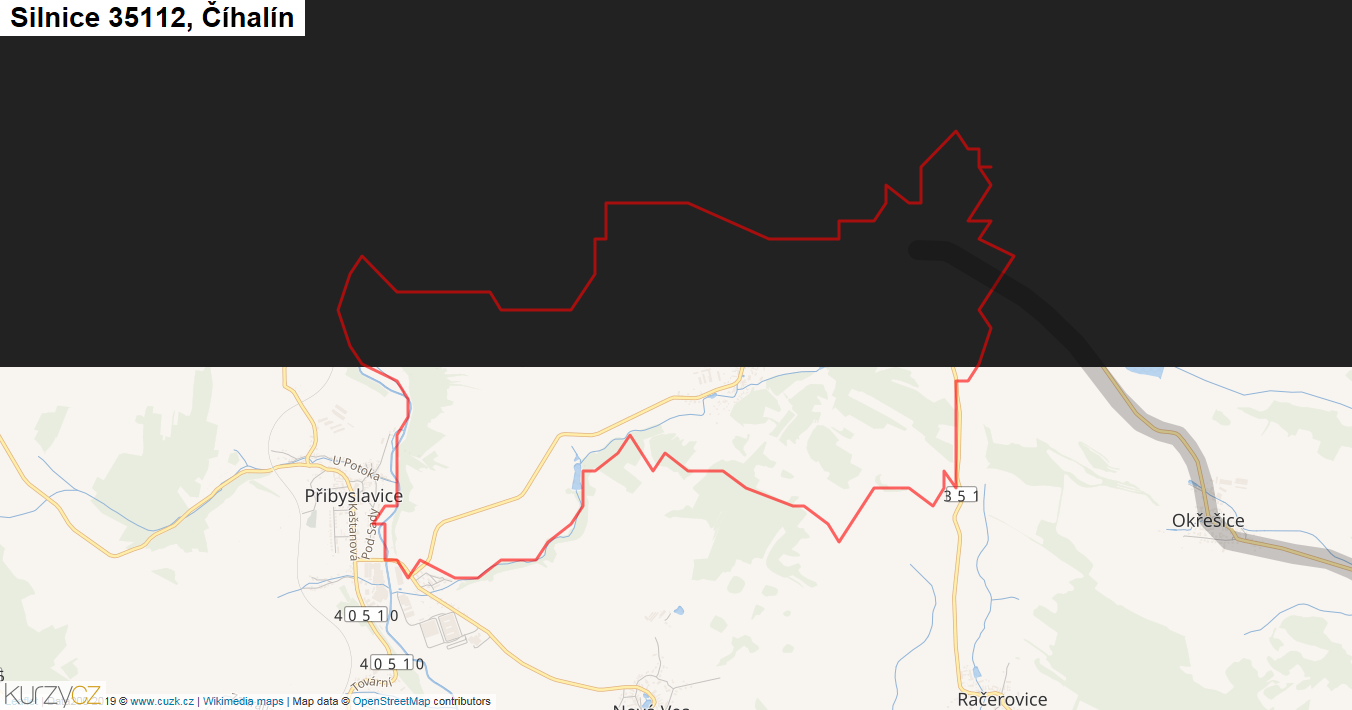Číhalín, Silnice 35112 - Mapa