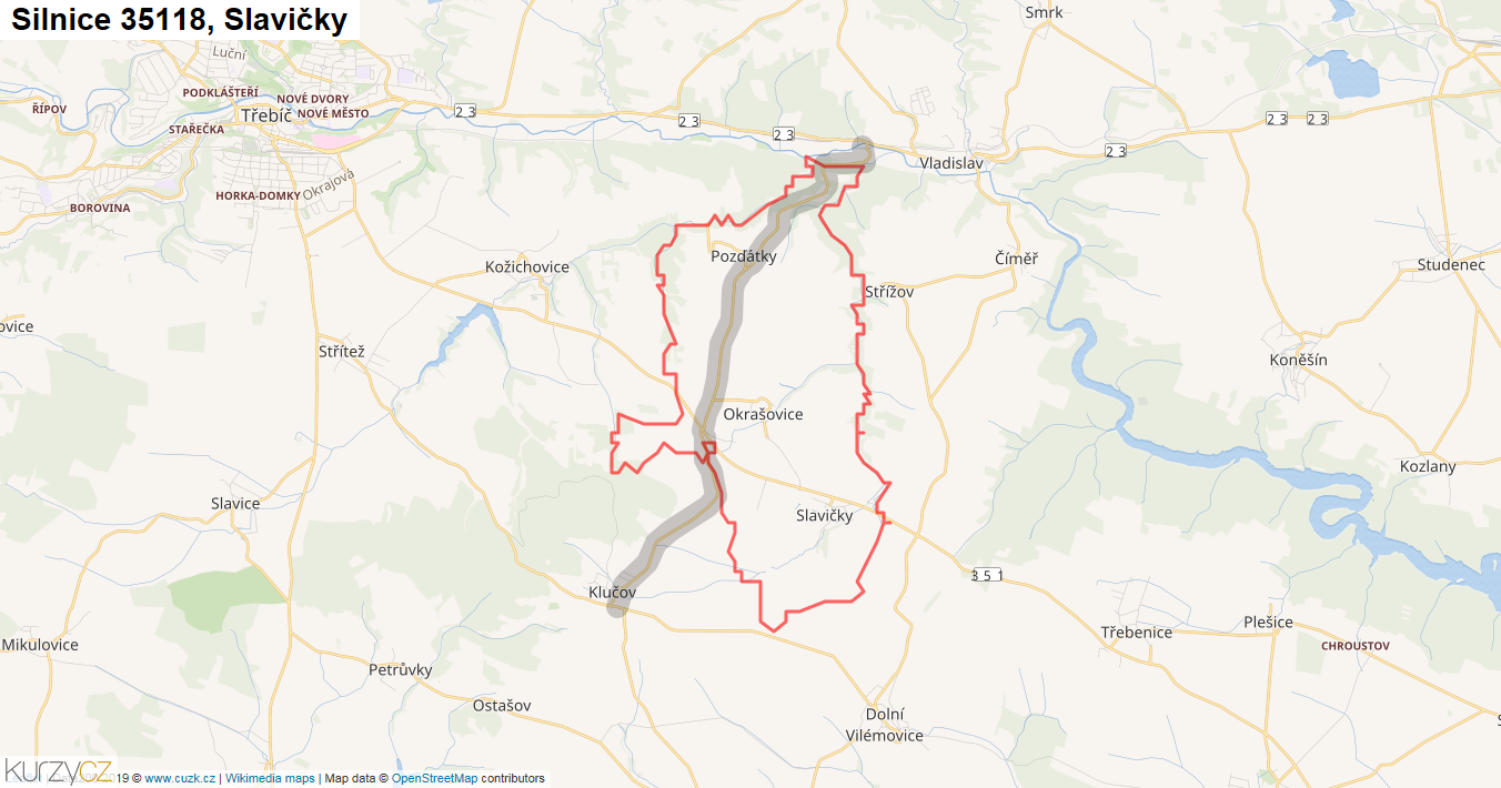 Slavičky, Silnice 35118 - Mapa