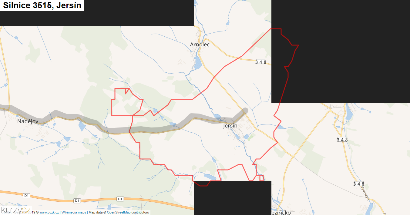 Jersín, Silnice 3515 - Mapa