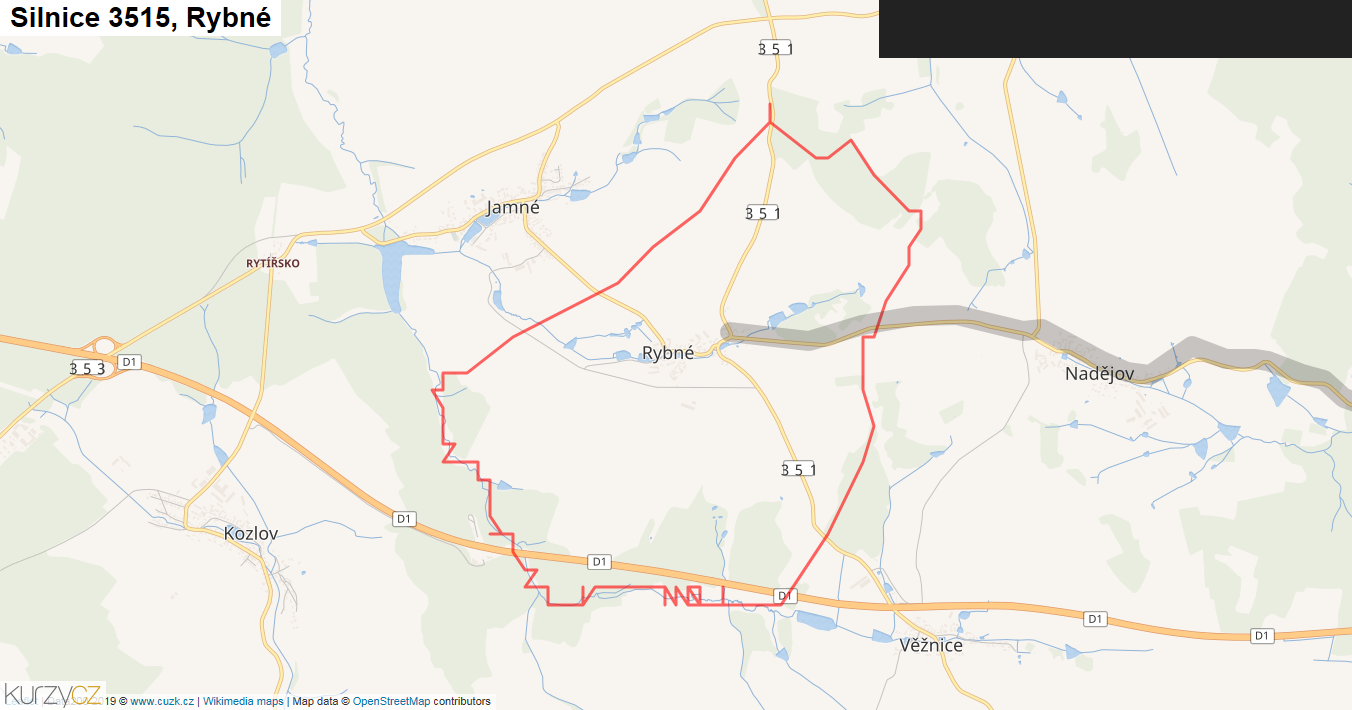 Rybné, Silnice 3515 - Mapa