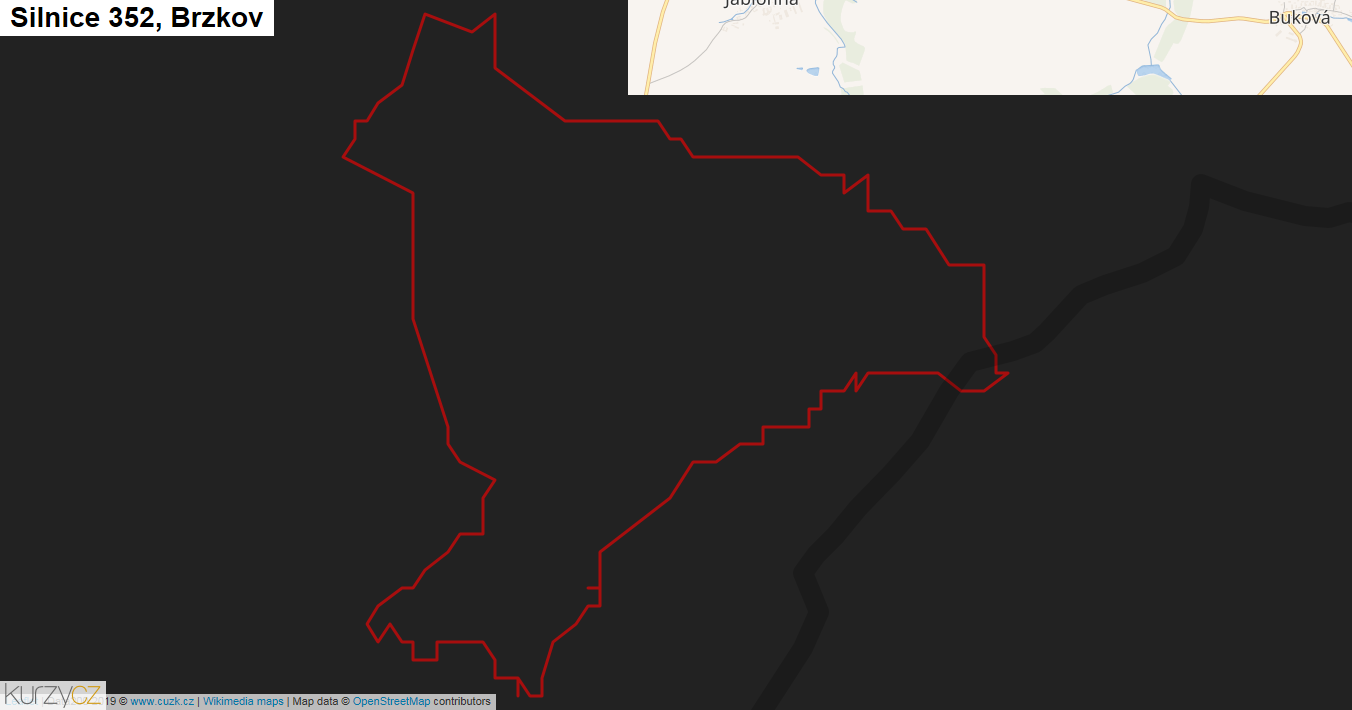 Brzkov, Silnice 352 - Mapa