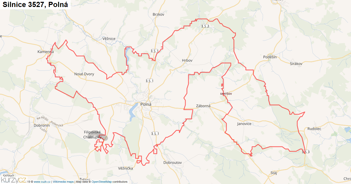 Polná, Silnice 3527 - Mapa