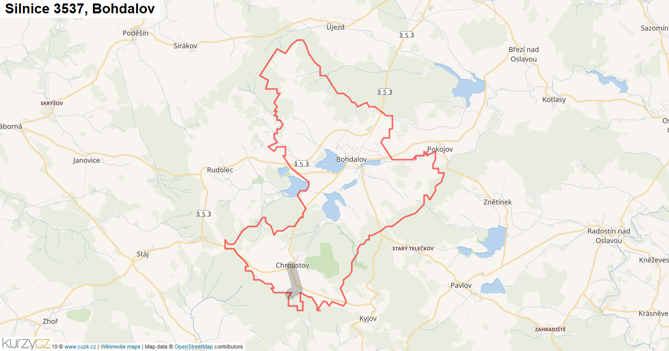 Bohdalov, Silnice 3537 - Mapa