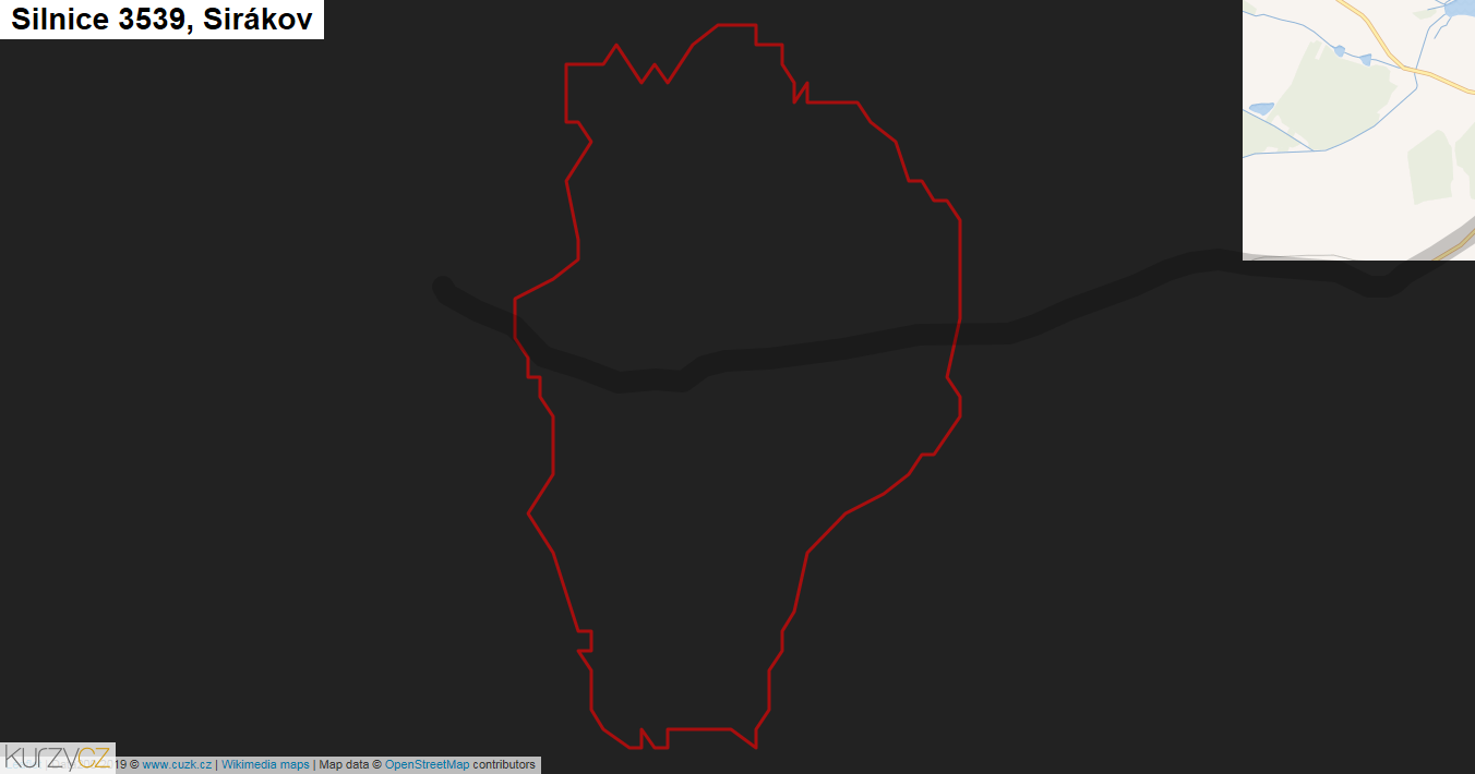 Sirákov, Silnice 3539 - Mapa