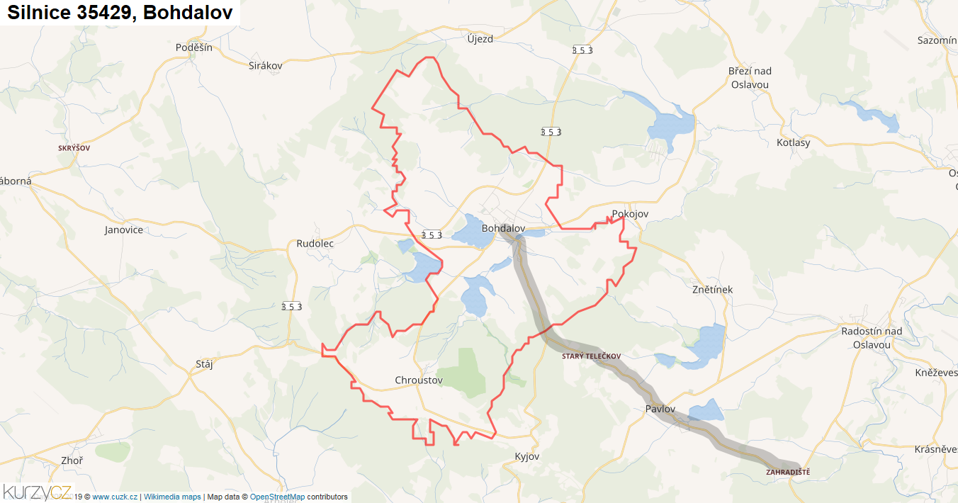 Bohdalov, Silnice 35429 - Mapa