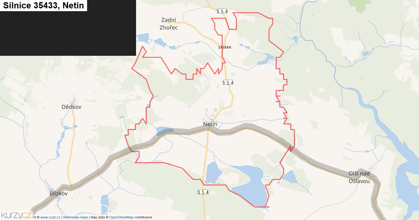 Netín, Silnice 35433 - Mapa