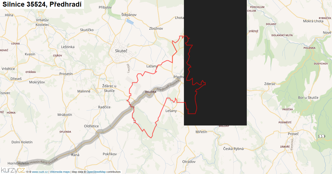 Předhradí, Silnice 35524 - Mapa