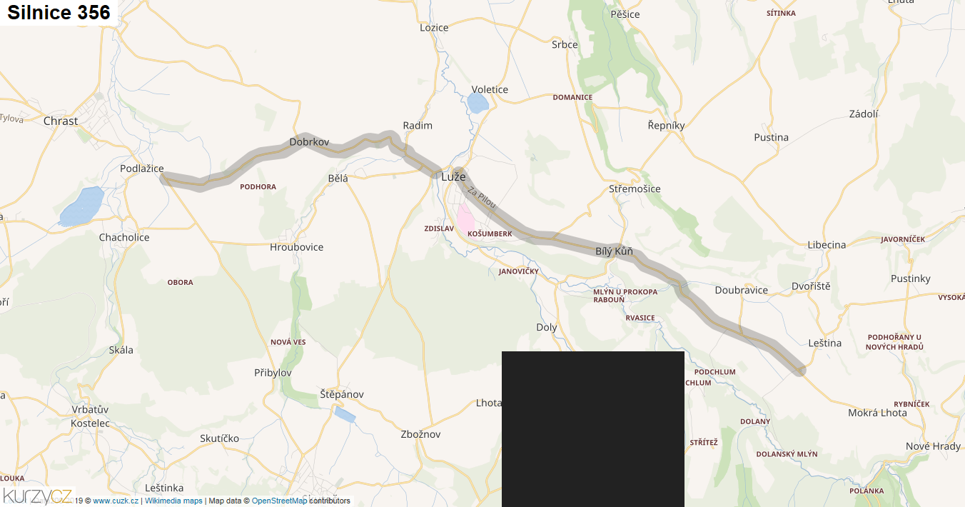 Silnice 356 - mapa Silnice 356