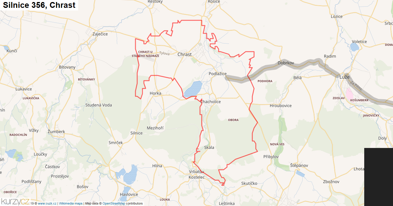 Chrast, Silnice 356 - Mapa