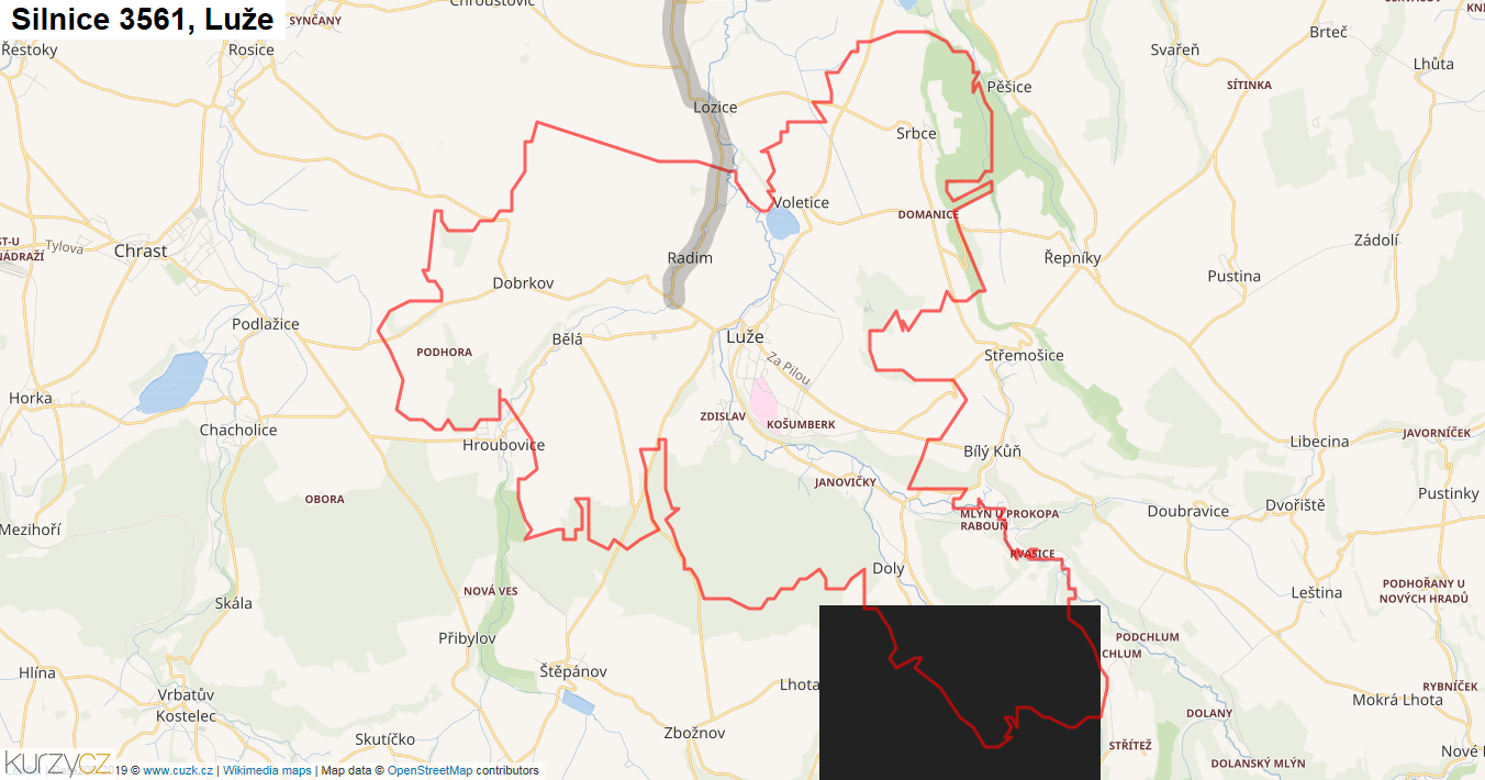 Luže, Silnice 3561 - Mapa