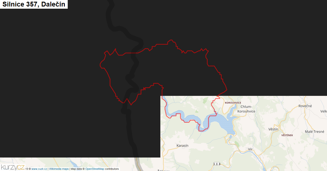 Dalečín, Silnice 357 - Mapa