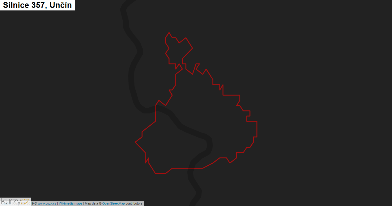 Unčín, Silnice 357 - Mapa