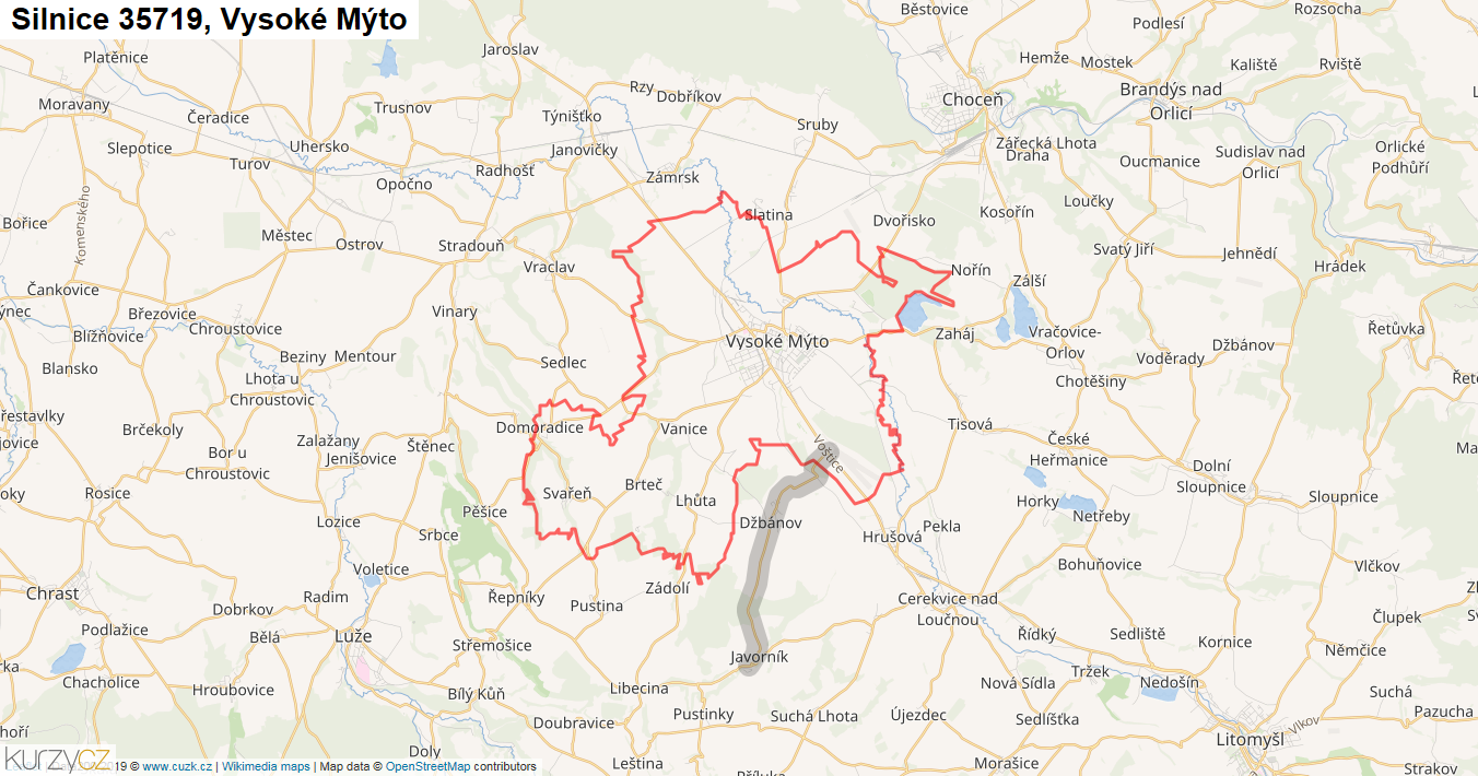 Vysoké Mýto, Silnice 35719 - Mapa