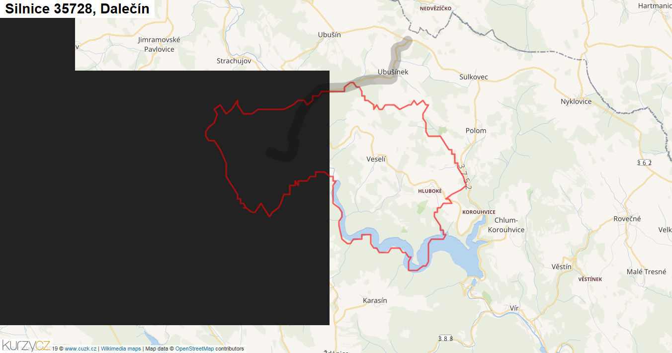 Dalečín, Silnice 35728 - Mapa