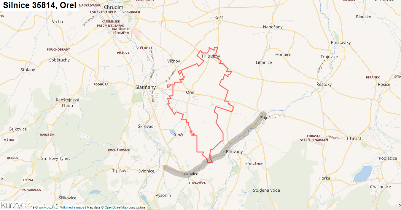 Orel, Silnice 35814 - Mapa