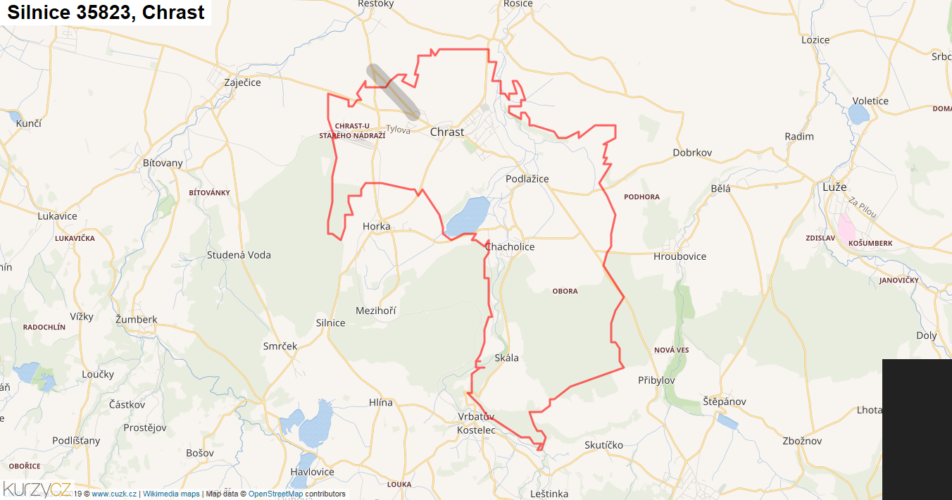 Chrast, Silnice 35823 - Mapa