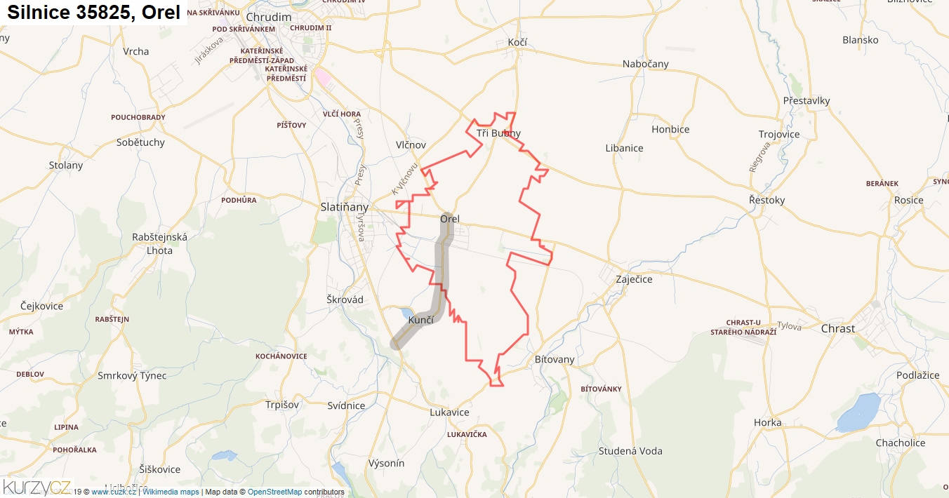 Orel, Silnice 35825 - Mapa
