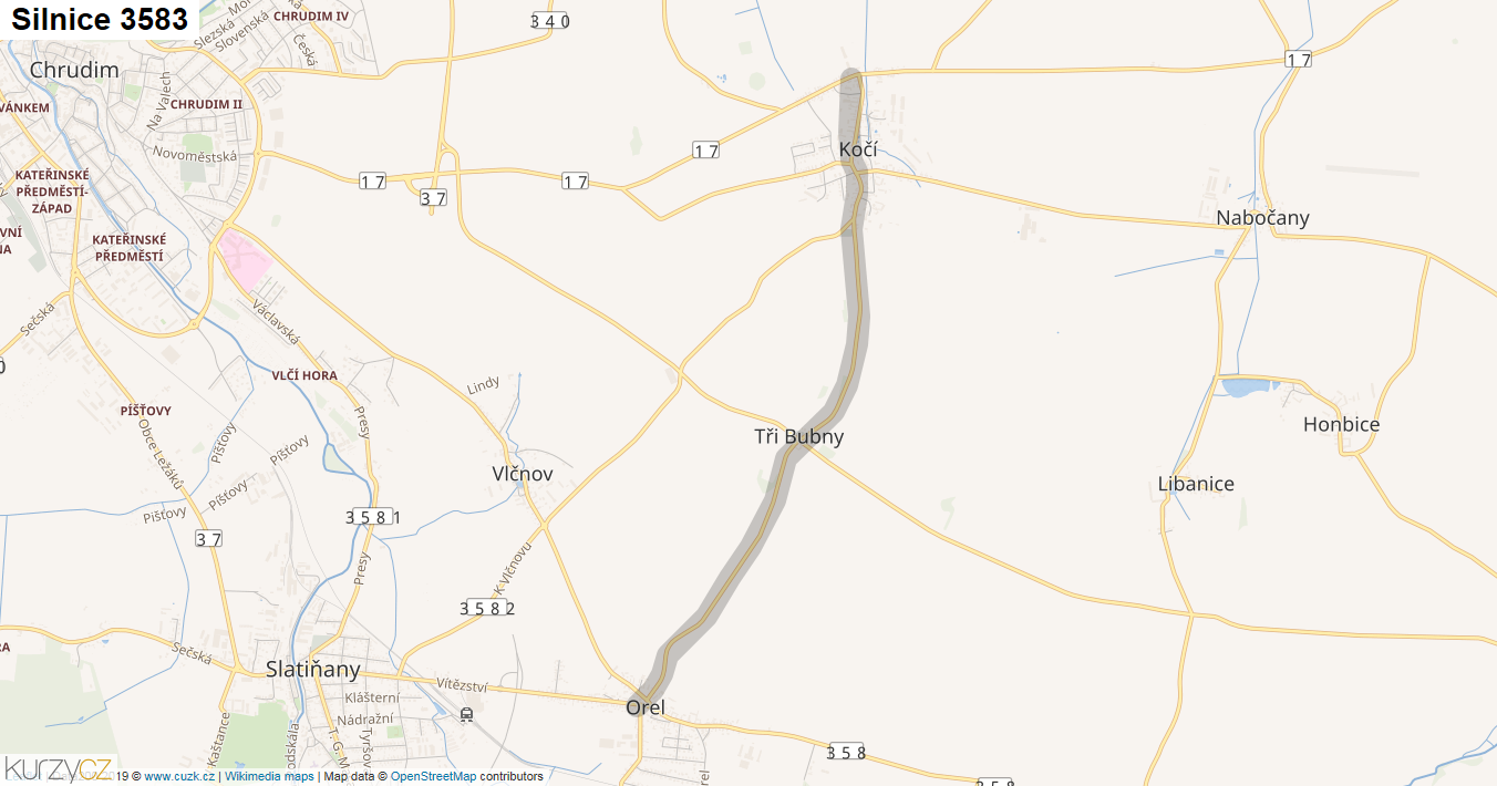 Silnice 3583 - mapa Silnice 3583