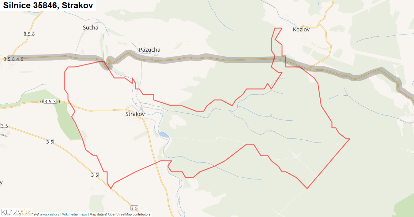 Strakov, Silnice 35846 - Mapa