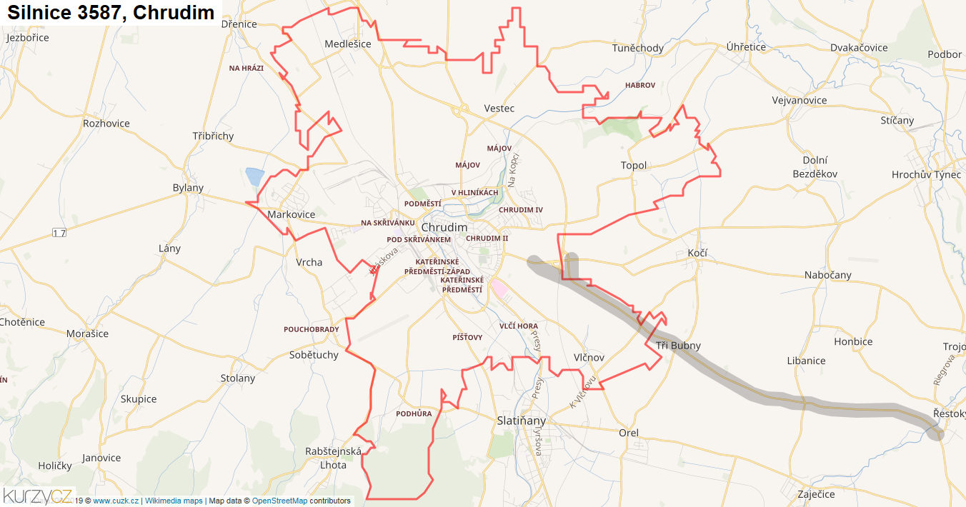 Chrudim, Silnice 3587 - Mapa
