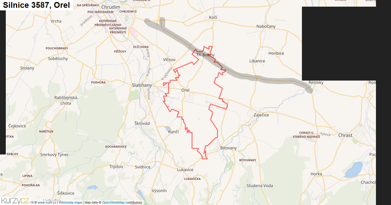 Orel, Silnice 3587 - Mapa