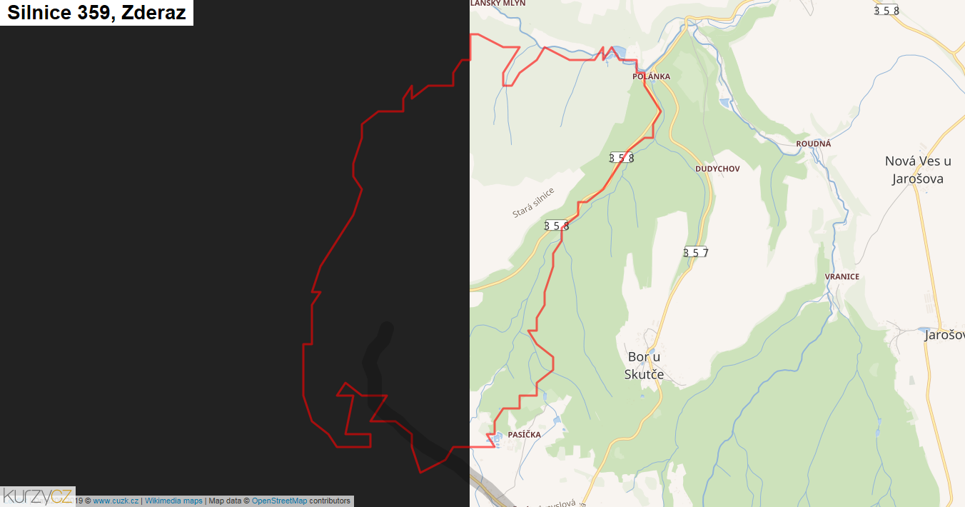 Zderaz, Silnice 359 - Mapa