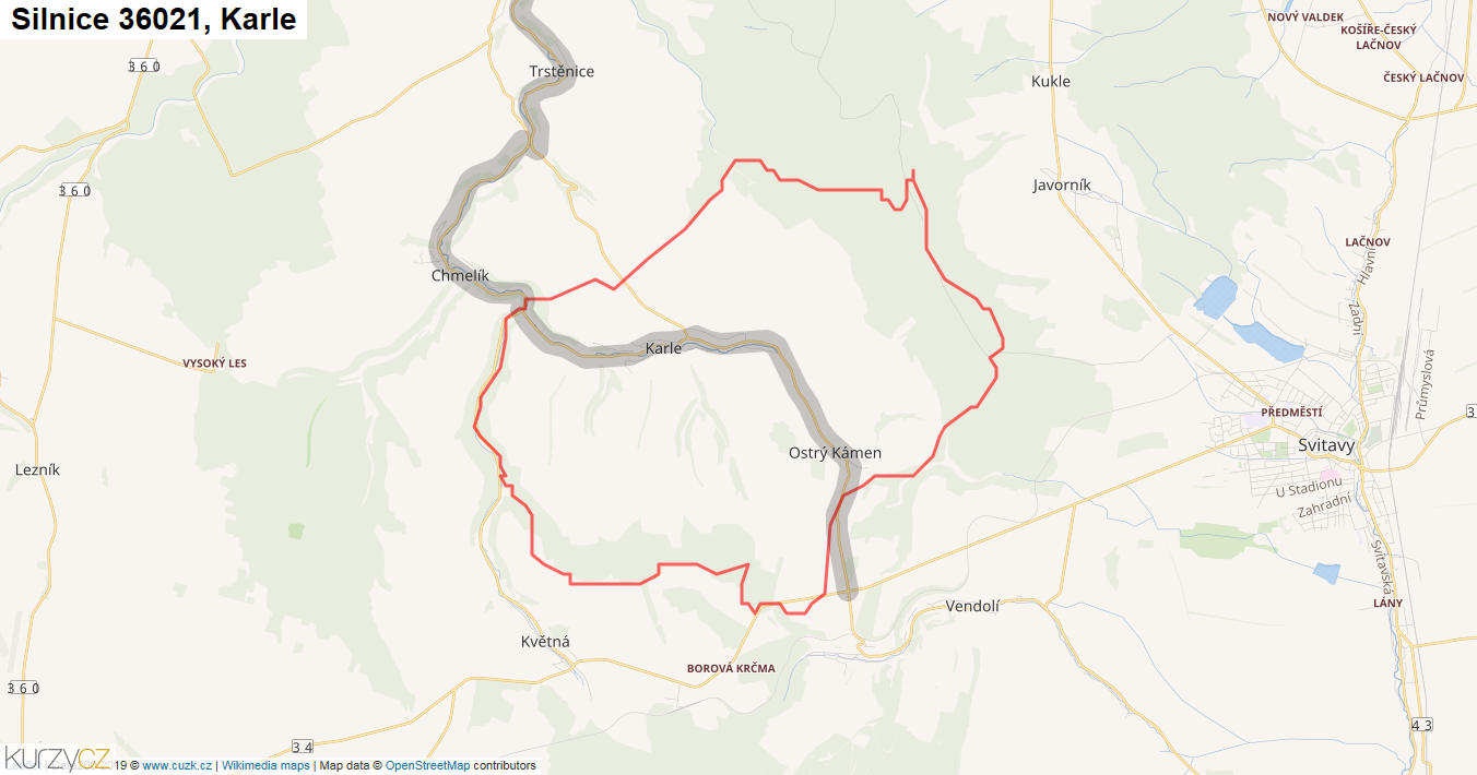 Karle, Silnice 36021 - Mapa