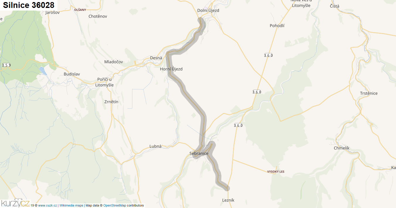 Silnice 36028 - mapa Silnice 36028