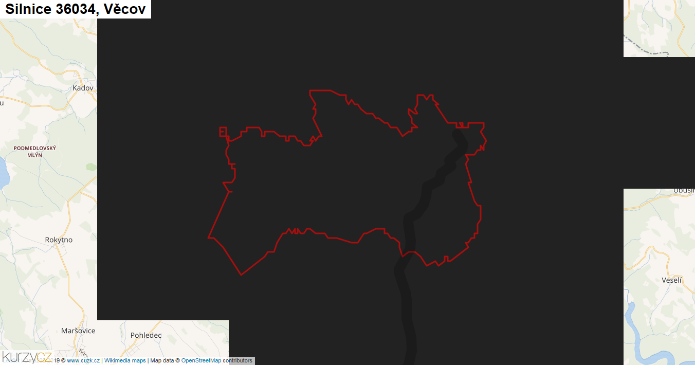 Věcov, Silnice 36034 - Mapa